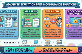 assist in ged, gre, ati teas, cna, lockdown browser