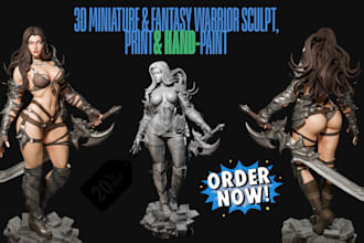 sculpt 3d miniature, 3d print and paint fantasy figure, tabletop game, fan art