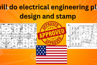 do usa texas, california, florida electrical engineering plan design and stamp