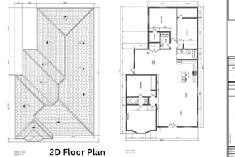 2d floor plan, site plan, plot plan of your property for city permit