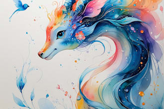 do hand paint a stylised watercolor illustration