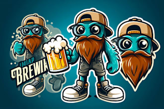 design outstanding  brewery mascot logo with express deliver