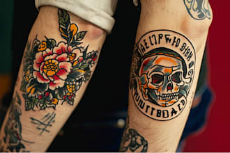 do illustration in traditional tattoo or old school t shirt design