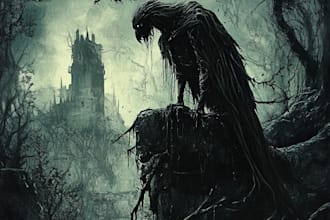 create horror, dark, gore comics or manga illustration