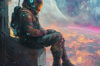 draw a highly detailed fantasy sci fi illustration