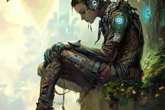 create sci fi character illustration or fantasy sci fi art
