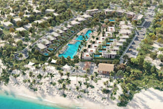 design 3d community landscape,mini resort,site campground,master plan,cgi render