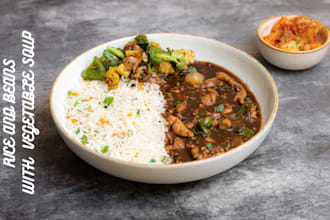 cook delicious rice and beans with vegetable soup for you
