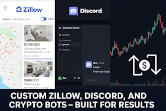 develop zillow bot, discord vinted bot, cryptocurrency bot, zillow scraping