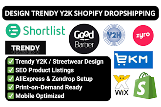 create a y2k thrift website design streetwear shopify ekm zyro goodbarber trendy