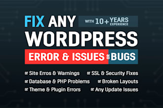 fix wordpress bugs, fix wordpress errors, wordpress website bug fix