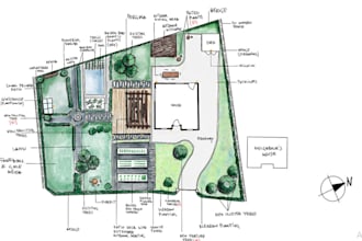 draw rv park, garden plan, landscape design, site plan backyard with sketchup