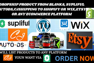 setup shopify dropshipping store dropship products via blanka supliful autods cj