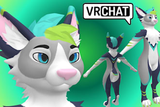 model custom 3d vrc furry vr character vrchat avatar furry avatar vtuber model