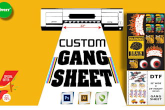build custom dtf gang sheet ready to print  raster  to vector