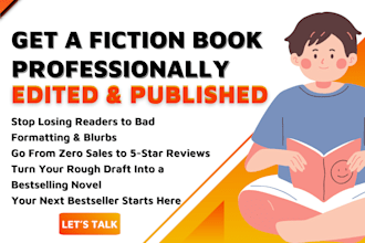 do fiction book editing, kindle manuscript formatting, cover design, publishing