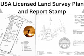 usa pa, il, fl, ca, nyc land survey plan or report stamp for city permit