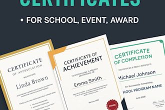 design professional certificates for schools, events and awards