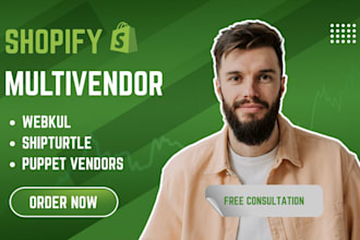develop shopify multivendor marketplace on puppet vendors, shipturtle and webkul