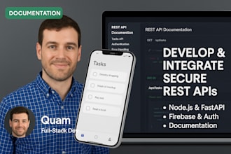 develop, integrate secure rest apis with nodejs, fastapi, firebase documentation