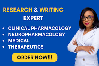 write on clinical pharmacology, neuropharmacology, medical and therapeutics