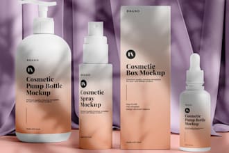 create a custom premium cosmetic package, product bottle and for skincare label
