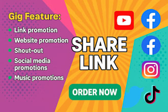 share link, shoutout promote website product to 200m twitter, ig, fb, tiktok