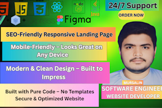 create a responsive landing page for ecommerce, restaurant, shop, portfolio