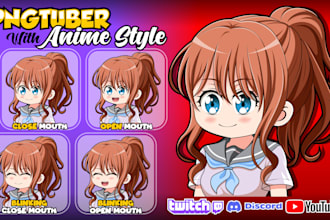 draw anime style pngtuber for twitch, discord, youtube