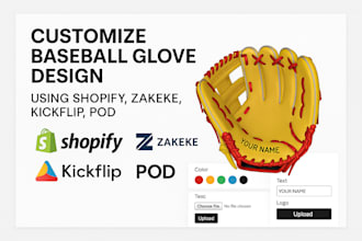 customize baseball glove design store using shopify, zakeke, kickflip, and pod