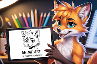draw anime art style, furry art, fursona character, and anthro art anime