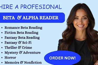 beta read, alpha read your romance novel, fantasy, science fic, children book