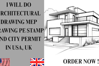 do architectural drawing mep drawing pe stamp and city permit in USA, UK