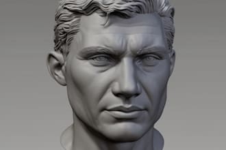 sculpt 3d head, 3d mask, 3d face model, helmet, animal model for 3d printing