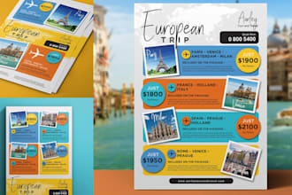 design stunning tour, travel, summer boat cruise, beach, holiday, vacation flyer