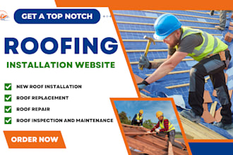 design professional roofing construction website, roofing repair, solar website
