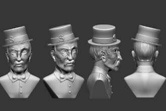 create realistic 3d head sculptures, busts, statues, and 3d face models