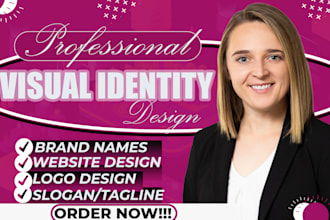 create a catchy business name and slogan, tagline, web design, and brand name