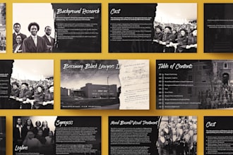 design film, movie poster, podcast, sci fi and tv show documentary pitch deck