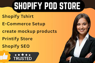 shopify pod website design embriodery  apparel print on demand clothings store