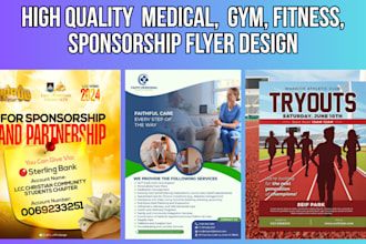 design medical, fitness, clinic, healthcare, dental, tryout flyer and qr code