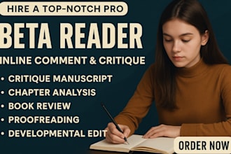 beta read your fantasy, romance, sci fi novel and provide honest feedback
