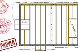 draw stamp framing plan 2d floor plan architectural drawings for permit approval