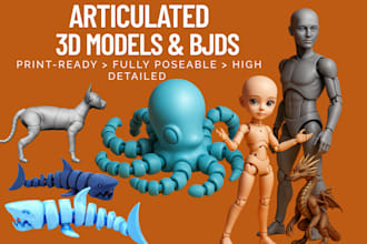 sculpt detailed 3d articulated model 3d bjd 3d flexi toy doll for 3d printing