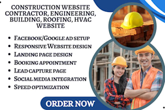 design construction website contractor engineering building roofing hvac website