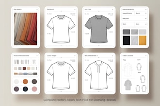 design clothing tech pack with flat sketch and production ready specs