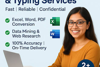 do data entry, ms word, excel, ms powerpoint professionally