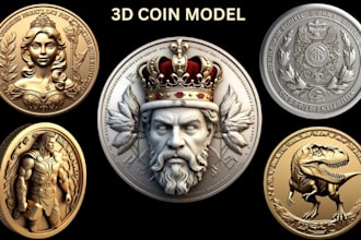create 3d coin, 3d medallion coin, bas relief, 3d engraving coin for 3d printing