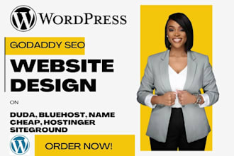 design duda, godaddy, hostinger, namecheap, bluehost, siteground website and seo