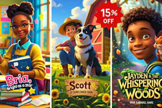 create vibrant children storybook illustration and book cover design